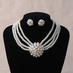 chain, luxury pearl, flower necklace, earring set,