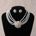 chain, luxury pearl, flower necklace, earring set,