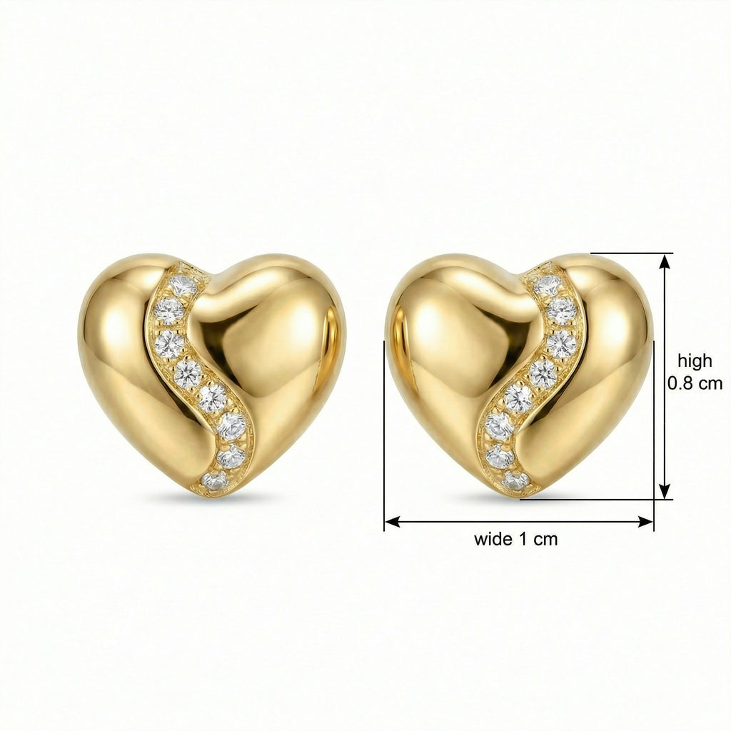 925 Sterling Silver Elegant Heart-Shaped Stud Earrings