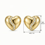 925 Sterling Silver Elegant Heart-Shaped Stud Earrings