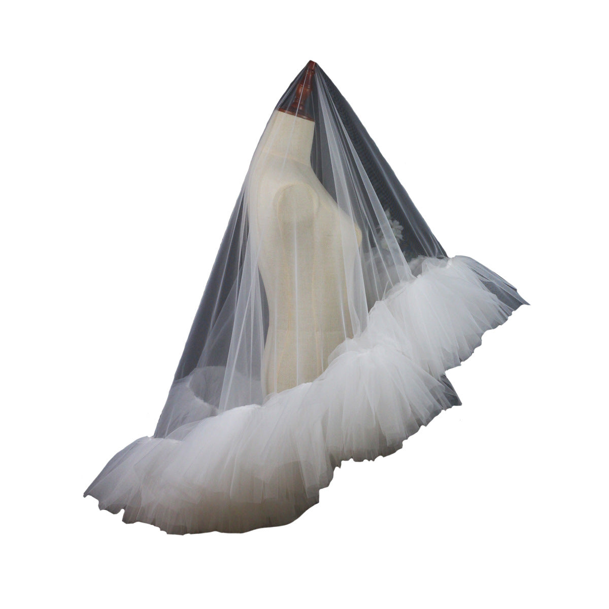 Heavy Industry Ruffled Bridal Veil White