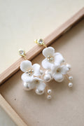 Ceramic Flower Pearl Embellished Bridal Hairpin