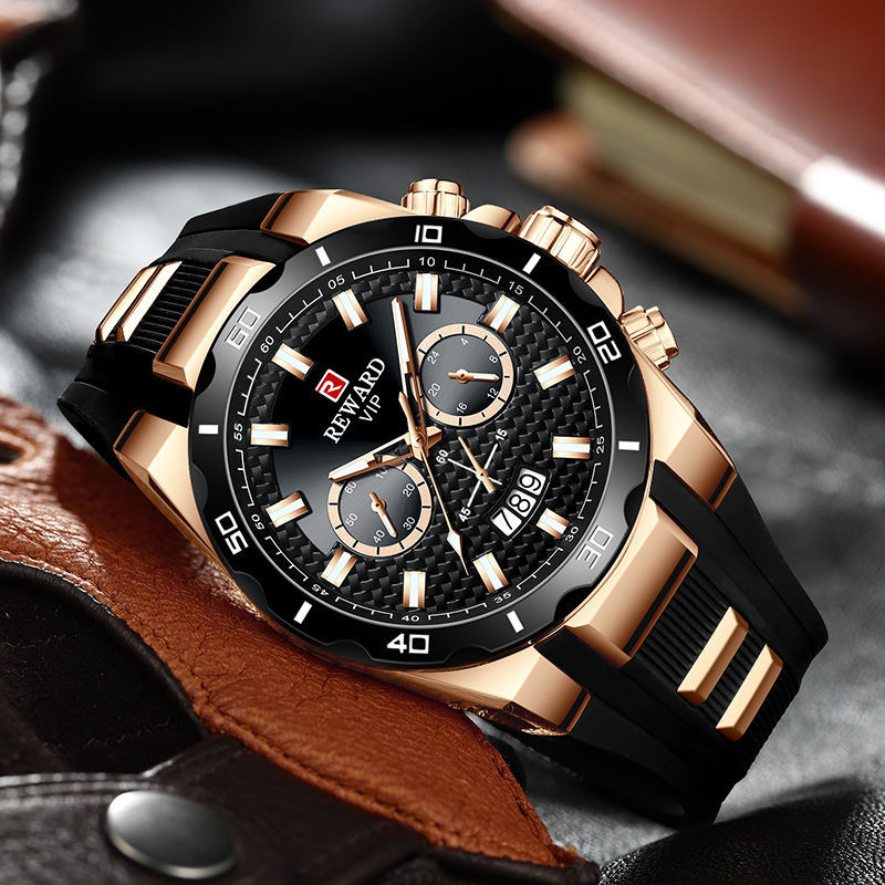 REWARD Mens Watch In Black And Gold With A Cool Design And Calendar Function