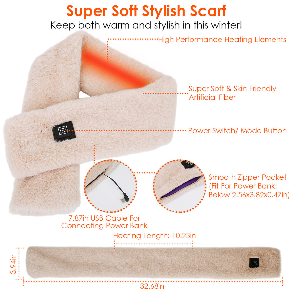 Electric Heated Scarf USB Heating Neck Wrap Unisex