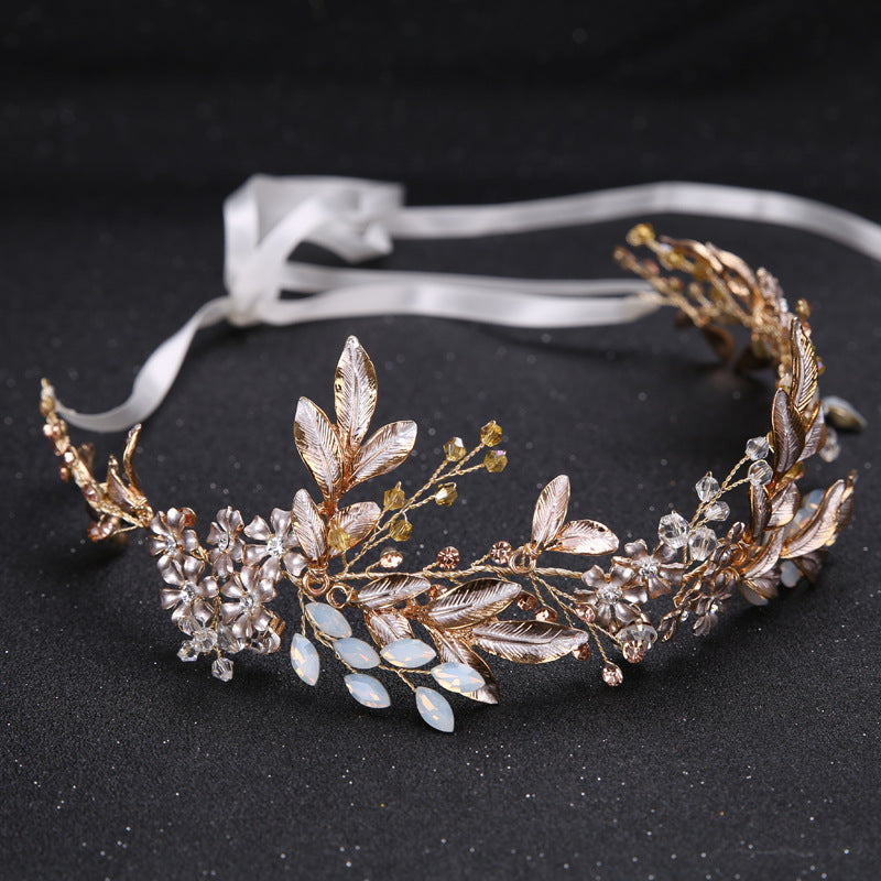 New Handmade Hairband Gold Leaf Headdress Bridal