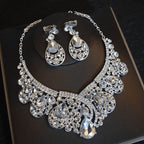 Bridal Headdress Flowers Wedding Crown Necklace Earrings