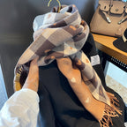 Cashmere-like Love Plaid Scarf Thickened Warm Shawl