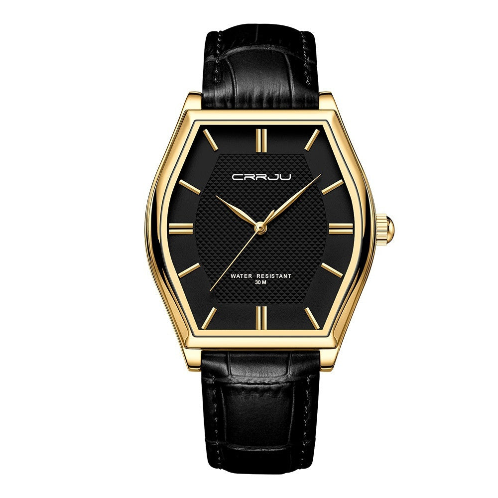 Barrel-shaped Waterproof Leather Watch