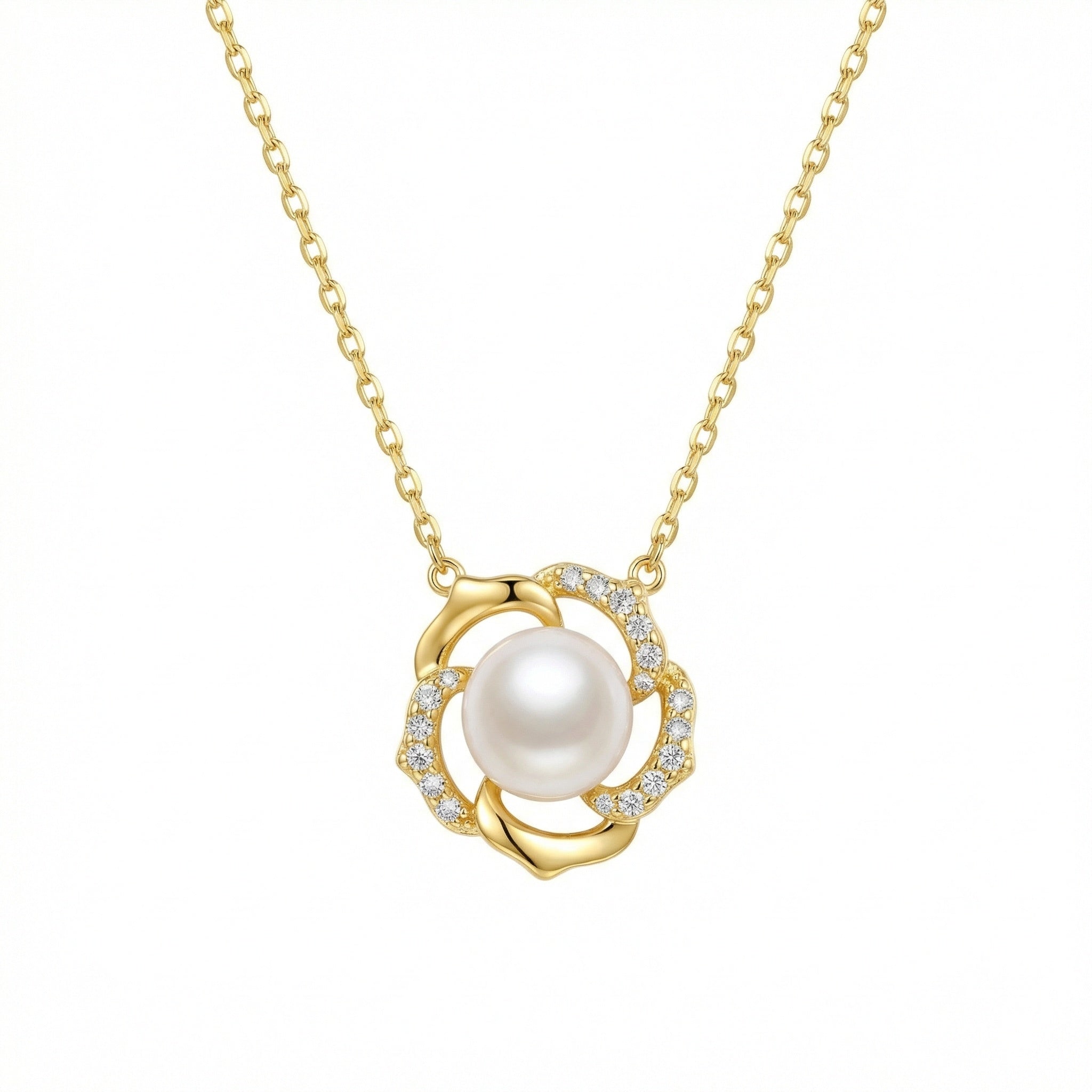 925 Sterling Silver White Pearl Floral Swirl Pendant