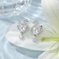 925 Sterling Silver Elegant Swan Heart Crystal Dangle Earrings