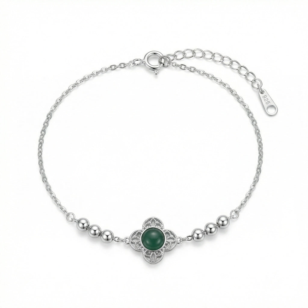 925 Sterling Silver S925 Sterling Silver Filigree Clover Bracelet