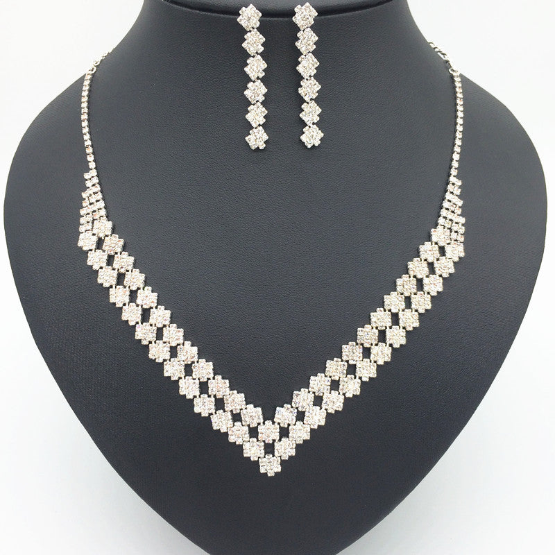 The bride necklace Diamond Pendant Earring Set