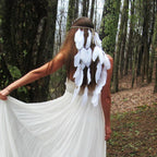 white featherhead Bohemia wedding bride's feather band