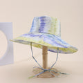 Gradually Changing Color Wide-brimmed Tie-dye Hat With Adjustable Rope Strap, Trendy And Fashionable Boater Hat Suitable For Travel, Holidays And Vacations.