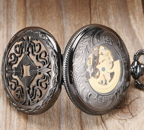 Carved Hollow Pattern Automatic Mechanical Pocket Watch