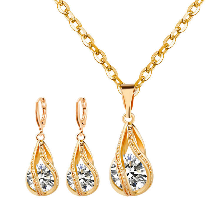 Silver Drop Necklace Earrings setwedding