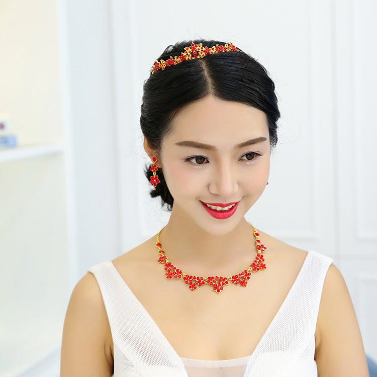 Korean crystal necklace, two sets of bridal jewelry