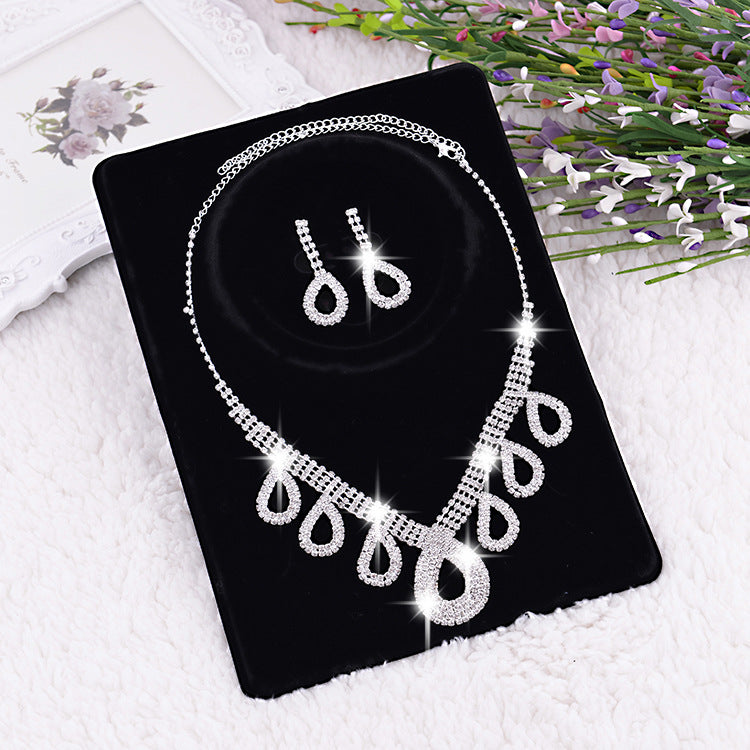 Korean Wedding Two Piece Bride Necklace Ear Ring