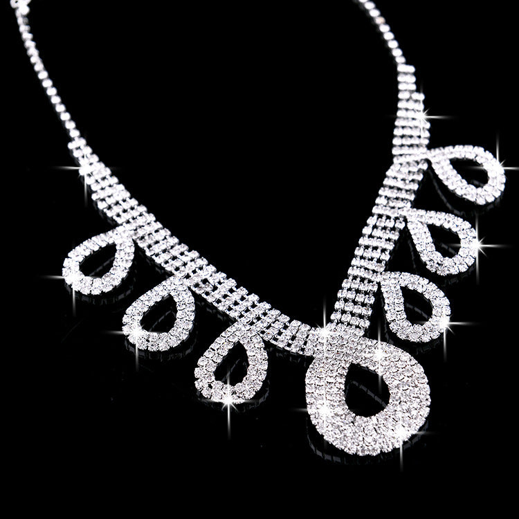 Korean Wedding Two Piece Bride Necklace Ear Ring