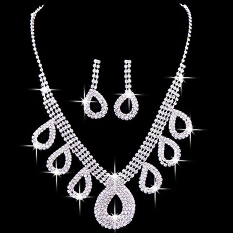 Korean Wedding Two Piece Bride Necklace Ear Ring