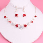 Korean red rose necklace, earrings,