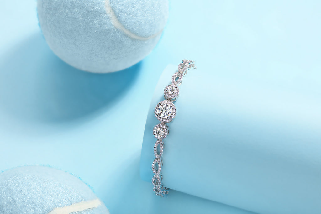 1-carat y Silver Bracelet Set Moissanite, S925 Silver