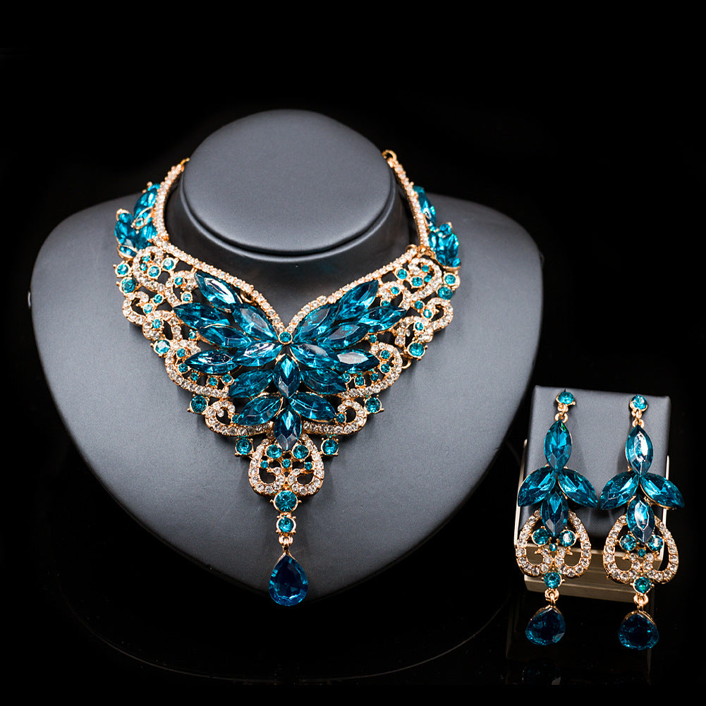 African, European and American necklace earrings set