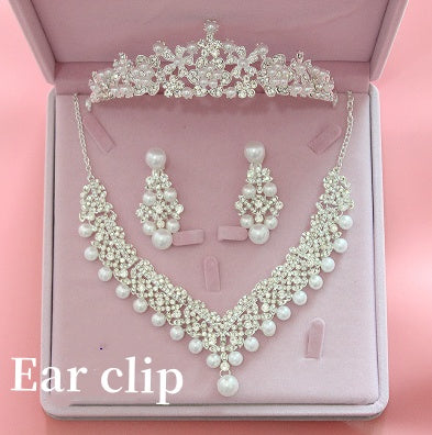 three sets of Korean big crown Wedding Pearl Necklace