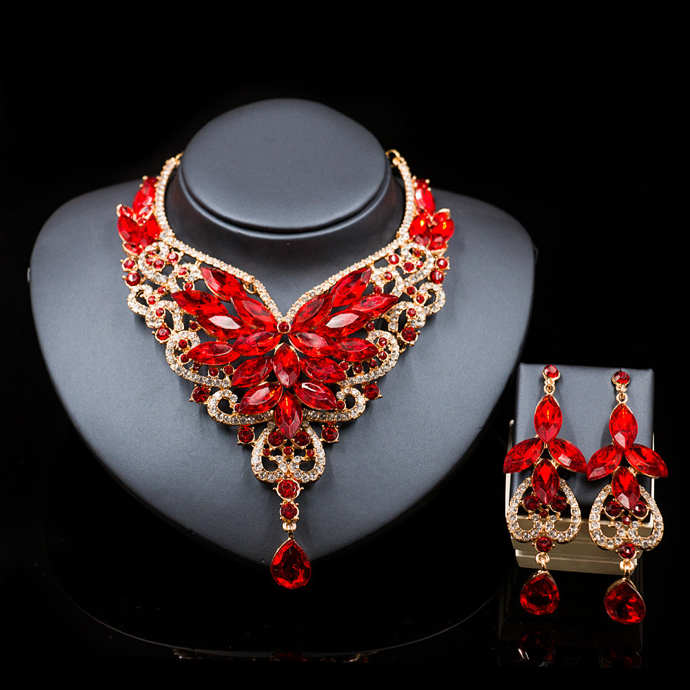 African, European and American necklace earrings set