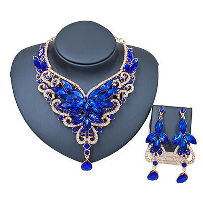 African, European and American necklace earrings set