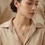 925 Sterling Silver Exquisite Carved Green Jadeite Pendant
