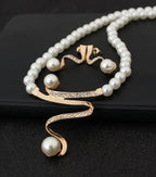 European diamond crystal pearl necklace earrings