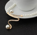 European diamond crystal pearl necklace earrings