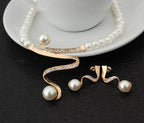 European diamond crystal pearl necklace earrings