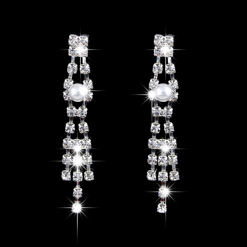 claw chain earrings, Pearl Rhinestone Necklace 465