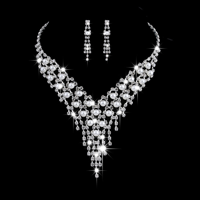 claw chain earrings, Pearl Rhinestone Necklace 465