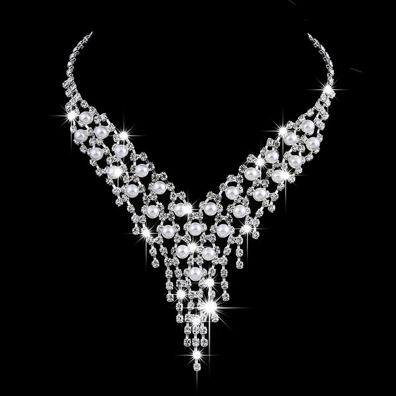claw chain earrings, Pearl Rhinestone Necklace 465