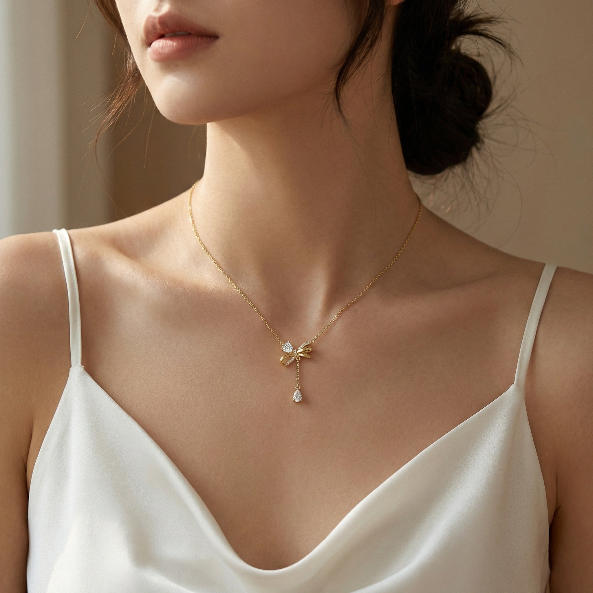 925 Sterling Silver Elegant Bowknot Necklace