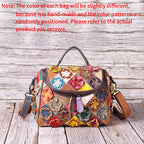 Full-grain Leather Handmade Floral  Patchwork  Shoulder Bag
