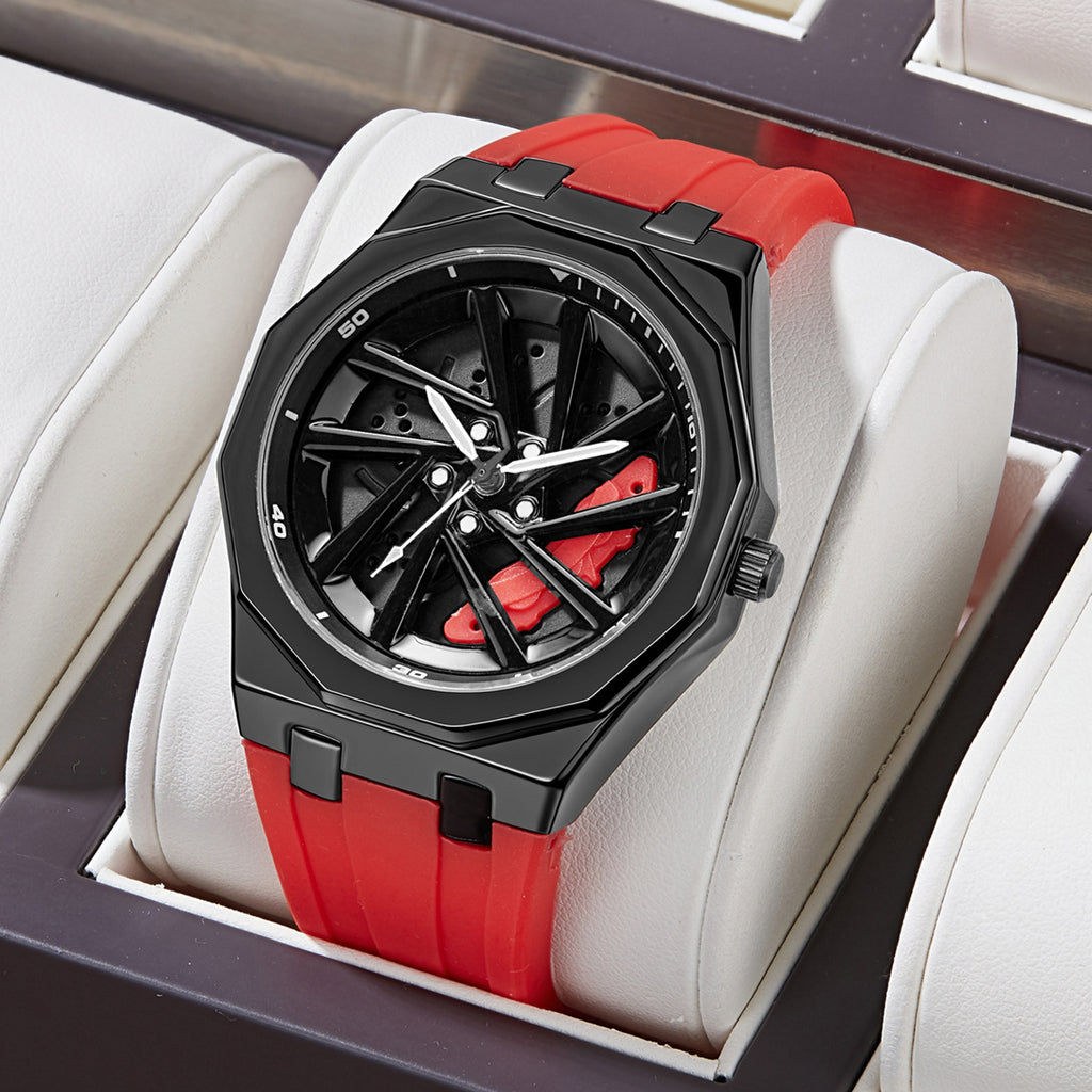 Rotating Watch Mens Wheel Hub Rotating Quartz Watch
