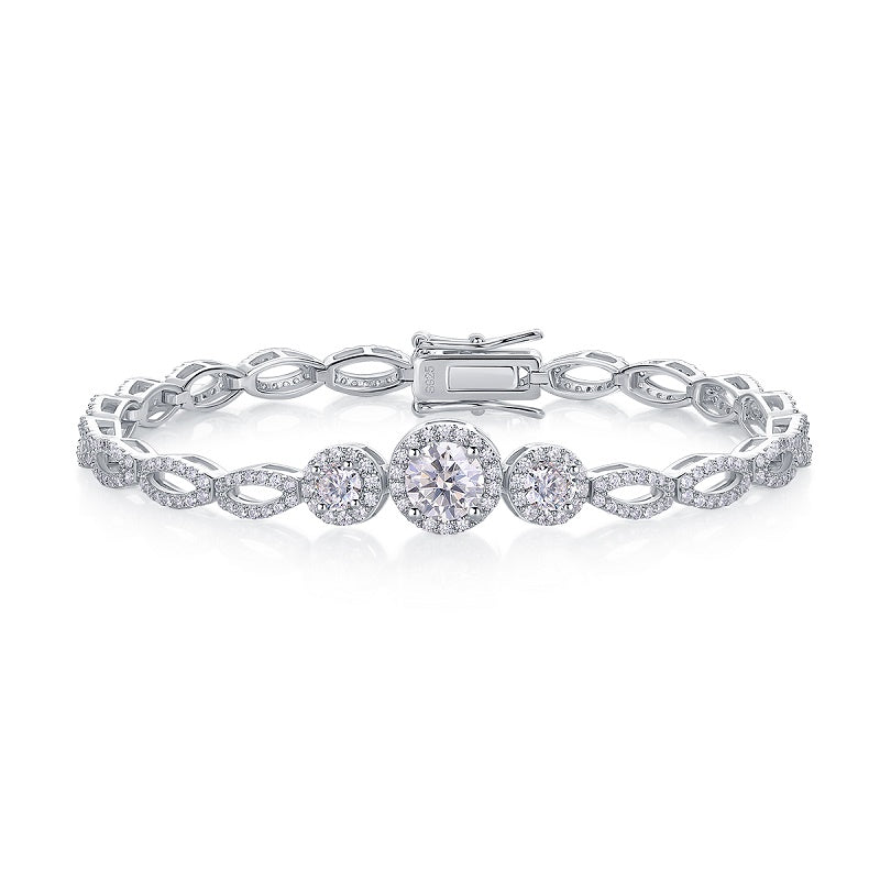 1-carat y Silver Bracelet Set Moissanite, S925 Silver