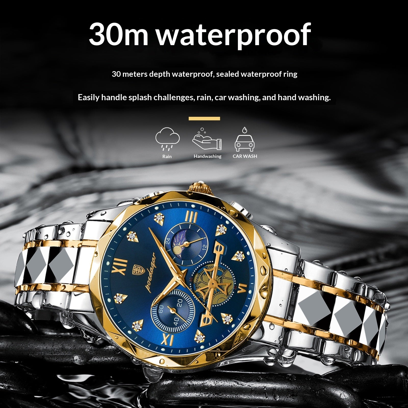 Mens Waterproof Multifunctional Watch