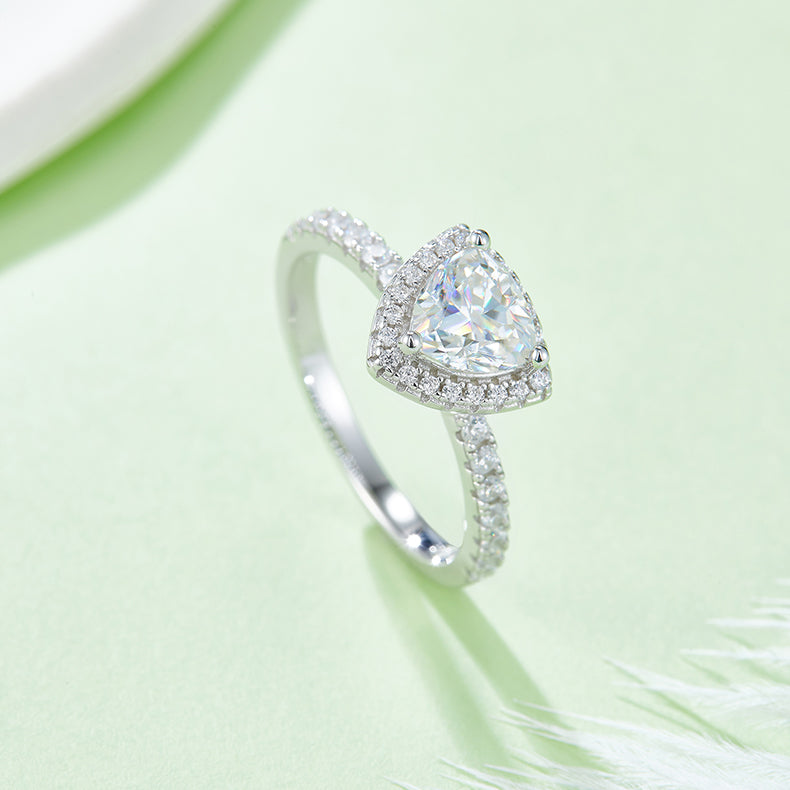 Triangular Moissanite Set Silver Ring S925 Silver
