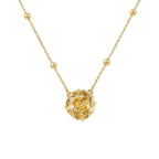 925 Sterling Silver  Hand-Carved Citrine Rose Pendant