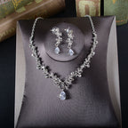 Korean bridal Rhinestone Earrings, necklace, Wedding Tiara