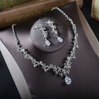 Korean bridal Rhinestone Earrings, necklace, Wedding Tiara