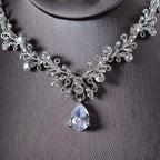 Korean bridal Rhinestone Earrings, necklace, Wedding Tiara