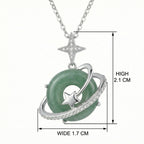 925 Sterling Silver Cosmic Green Jade Planet Pendant