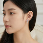 925 Sterling Silver Elegant Swan Heart Crystal Dangle Earrings