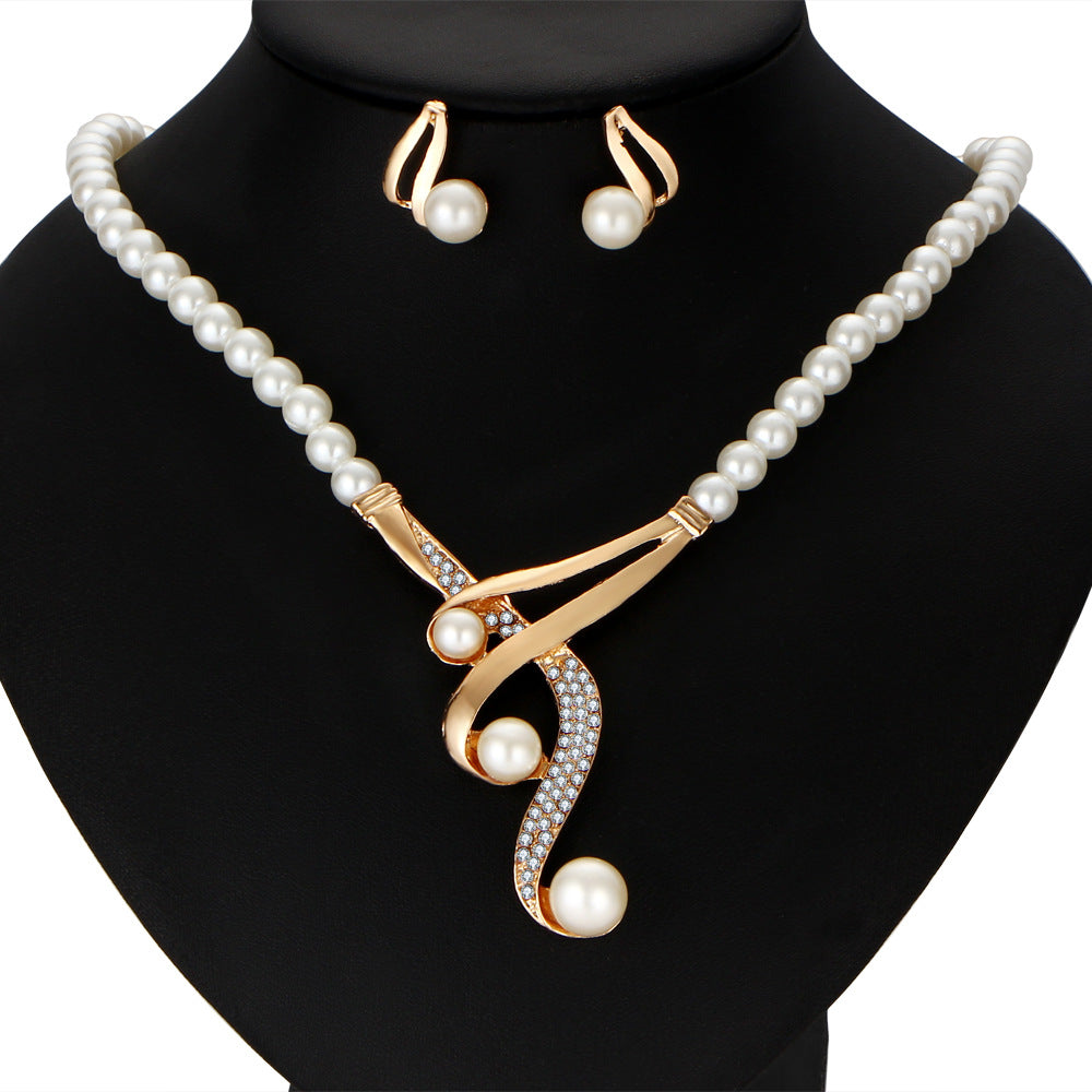 s  pearl clavicle necklace,  pearl, earrings
